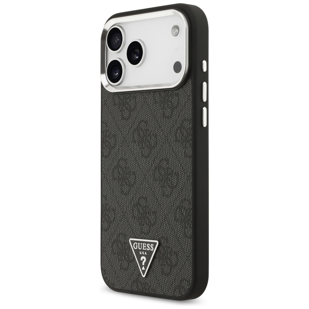MagSafe-Hülle für Apple iPhone 18 Pro Max / 17 Pro Max, Guess, 4G Triangle Logo, Schwarz Silber