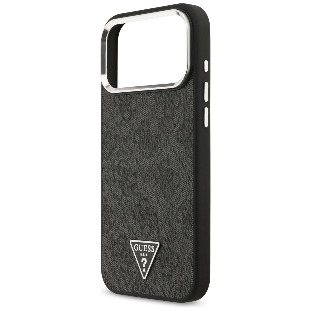 MagSafe-Hülle für Apple iPhone 18 Pro Max / 17 Pro Max, Guess, 4G Triangle Logo, Schwarz Silber