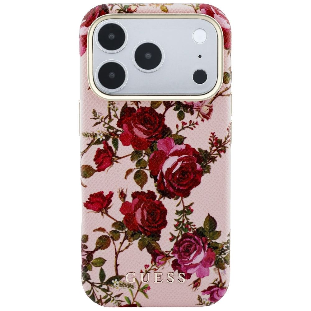 MagSafe-hoesje voor Apple iPhone 18 Pro Max / 17 Pro Max, Guess, Blossom Roses Print, roze