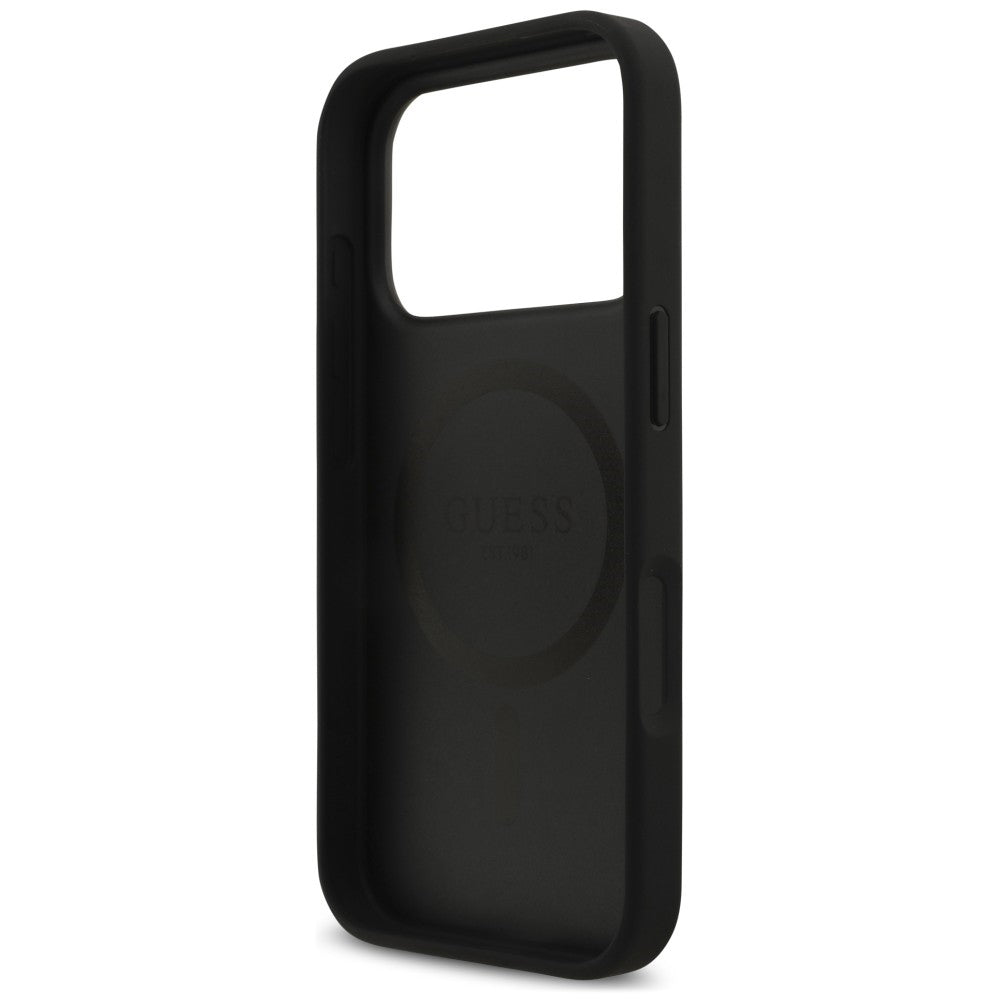 MagSafe-hoesje voor Apple iPhone 18 Pro Max / 17 Pro Max, Guess, Croco Triangle Logo, zwart