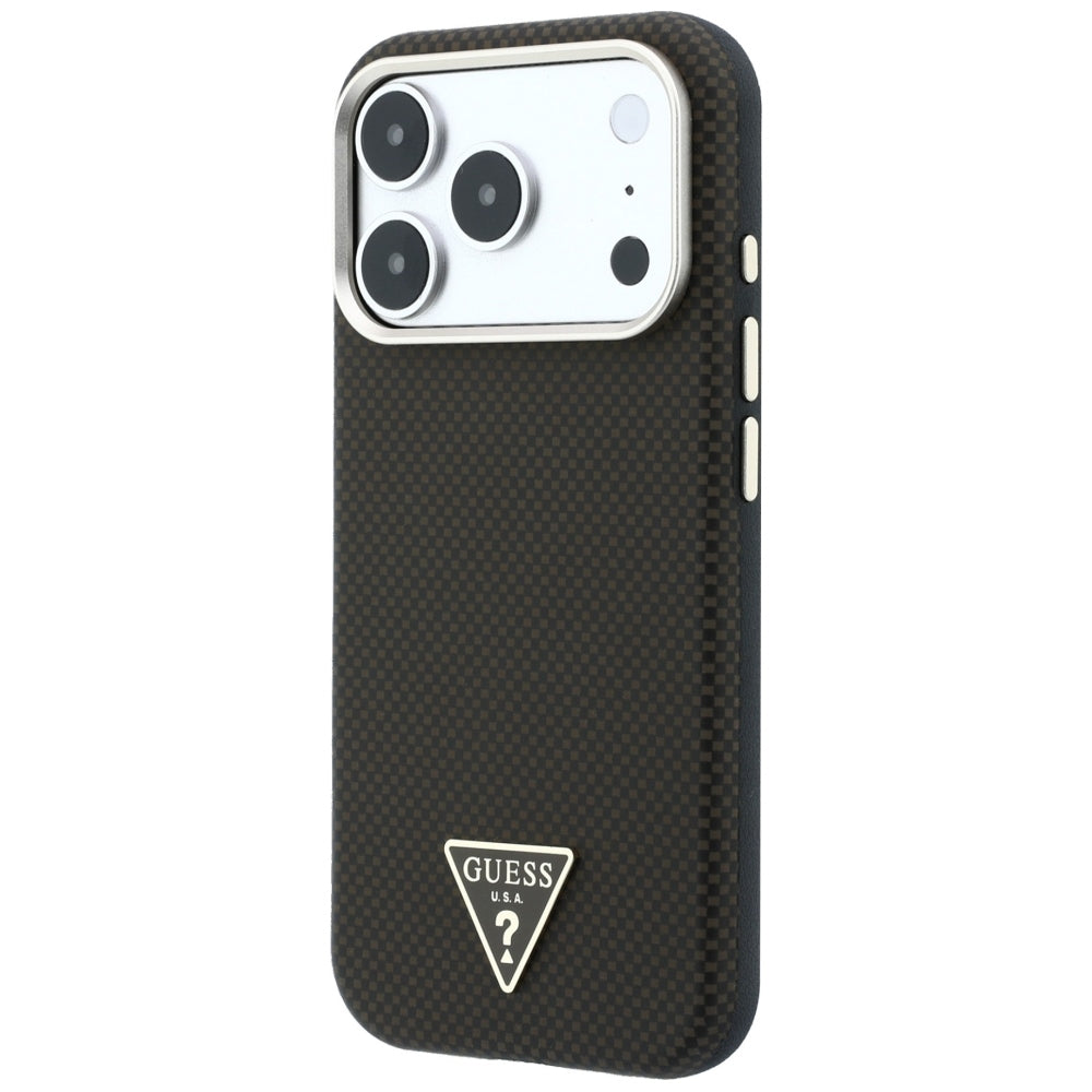 MagSafe-hoesje voor Apple iPhone 18 Pro Max / 17 Pro Max, Guess, Kevlar Driehoek Logo, Bruin