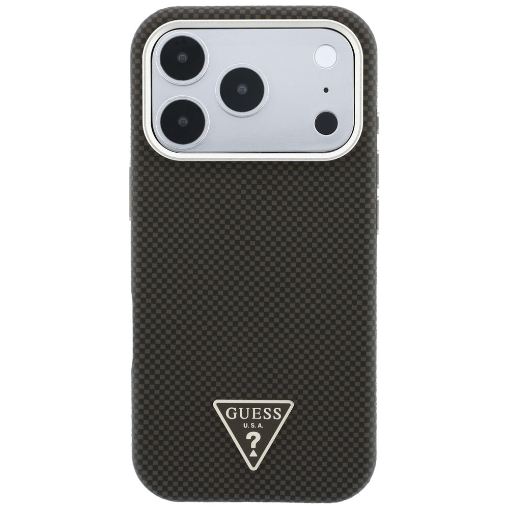 MagSafe-hoesje voor Apple iPhone 18 Pro Max / 17 Pro Max, Guess, Kevlar Driehoek Logo, Bruin