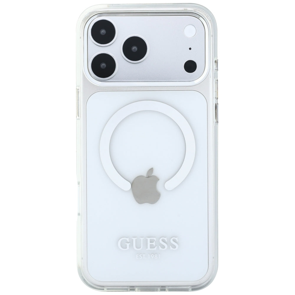 Coque MagSafe pour Apple iPhone 18 Pro Max / 17 Pro Max, Guess, Contour Métallique, Argentée