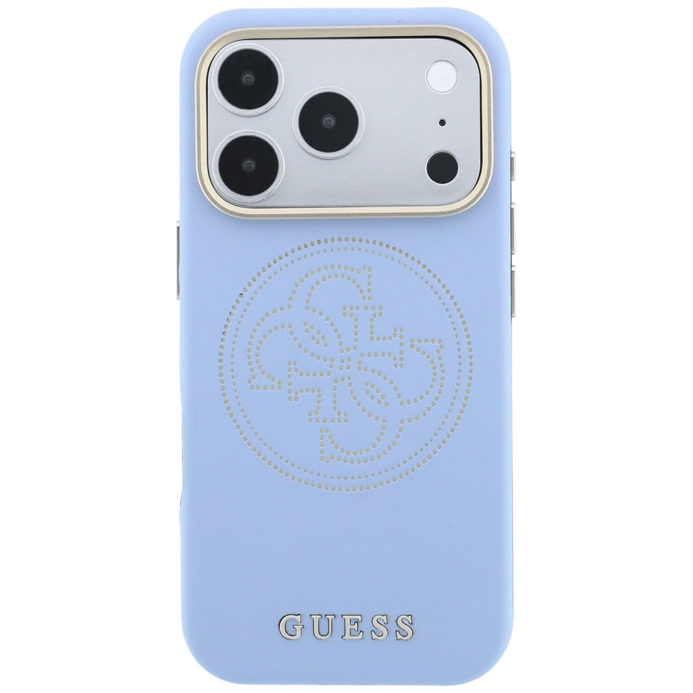 Coque MagSafe pour Apple iPhone 18 Pro Max / 17 Pro Max, Guess, Perforée 4G, Bleu