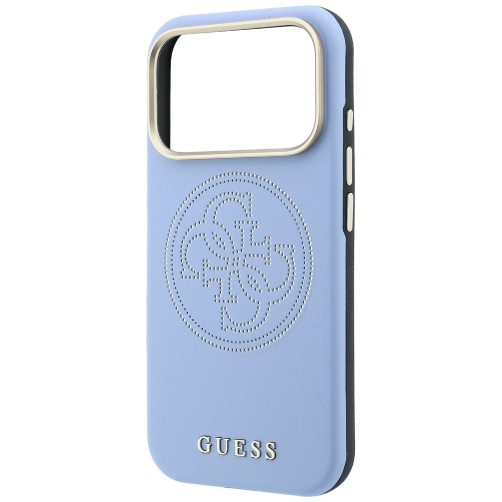 Coque MagSafe pour Apple iPhone 18 Pro Max / 17 Pro Max, Guess, Perforée 4G, Bleu