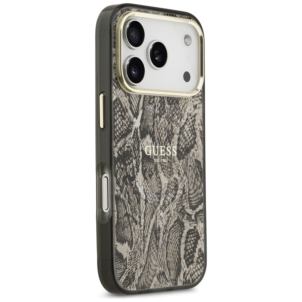 Coque MagSafe pour Apple iPhone 18 Pro Max / 17 Pro Max, Guess, Motif Python, Marron