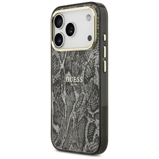 Coque MagSafe pour Apple iPhone 18 Pro Max / 17 Pro Max, Guess, motif python, noire