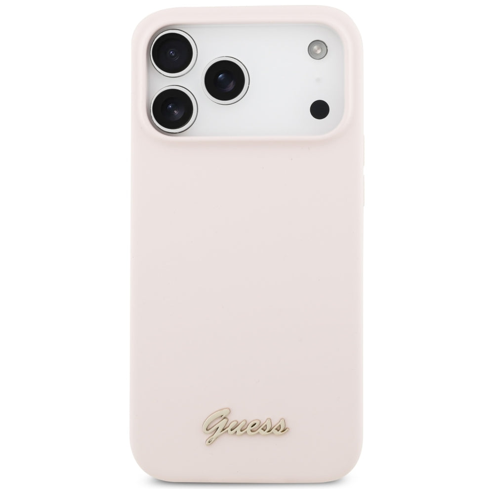 MagSafe-Hülle für Apple iPhone 18 Pro Max / 17 Pro Max, Guess, Script Metal Logo, Rosa
