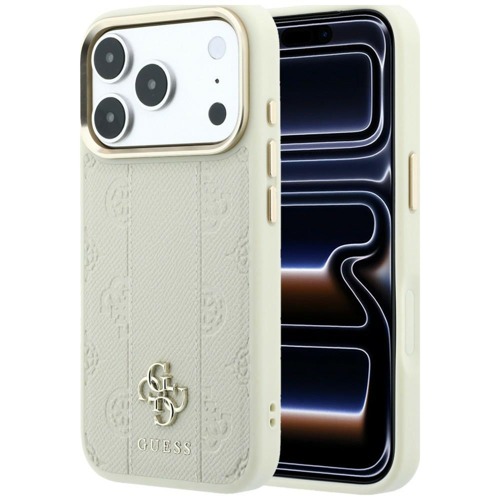 MagSafe-hoesje voor Apple iPhone 18 Pro Max / 17 Pro Max, Guess, Stripe Peony 4G, Beige