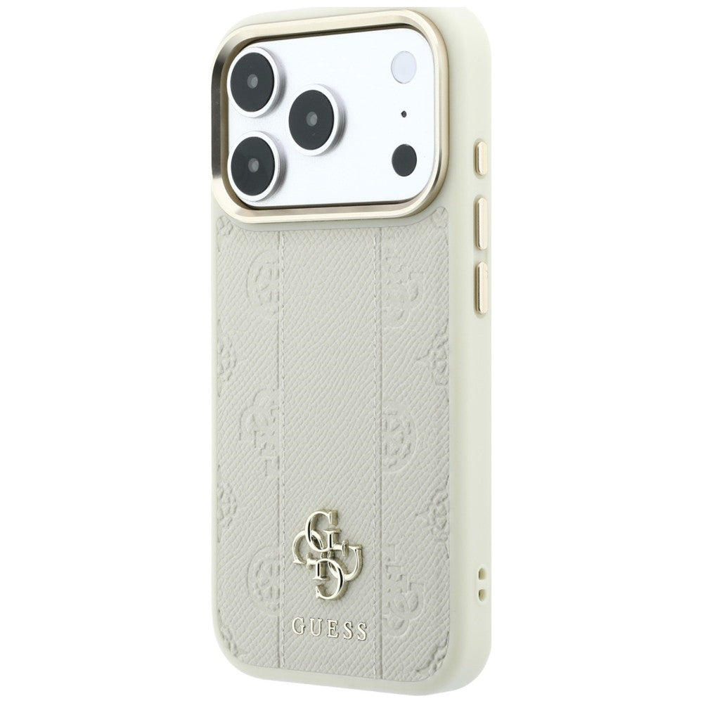 MagSafe-hoesje voor Apple iPhone 18 Pro Max / 17 Pro Max, Guess, Stripe Peony 4G, Beige