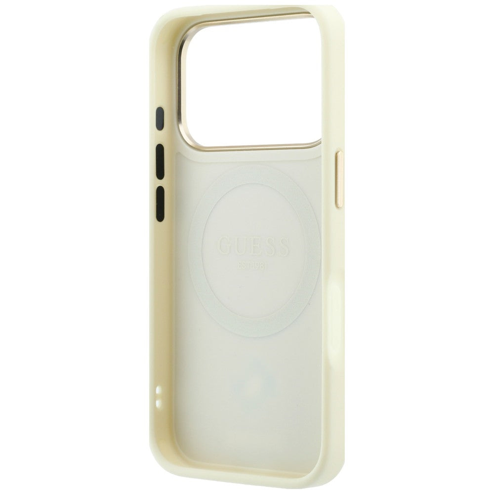 MagSafe-hoesje voor Apple iPhone 18 Pro Max / 17 Pro Max, Guess, Stripe Peony 4G, Beige