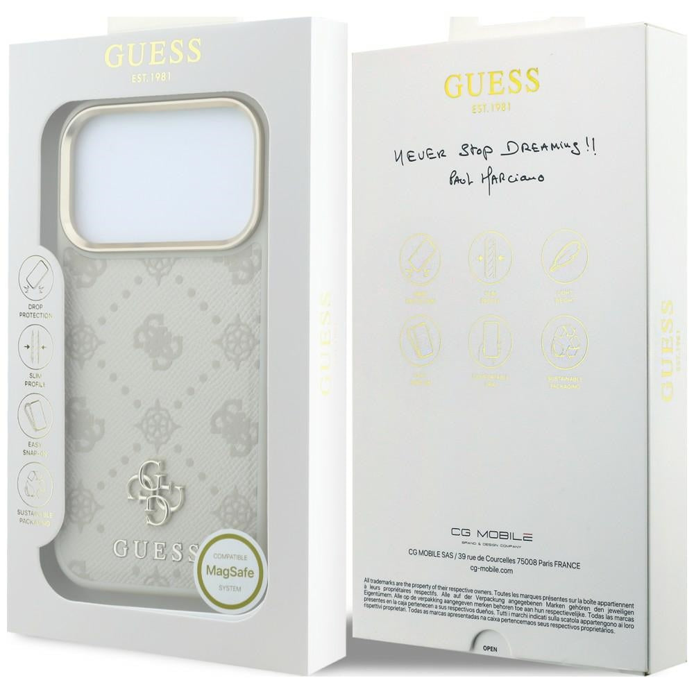 MagSafe-hoesje voor Apple iPhone 18 Pro Max / 17 Pro Max, Guess, Stripe Peony 4G, Beige