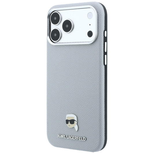 MagSafe-hoes voor Apple iPhone 18 Pro Max / 17 Pro Max, Karl Lagerfeld, Grained Karl Head's Metal, Grijs