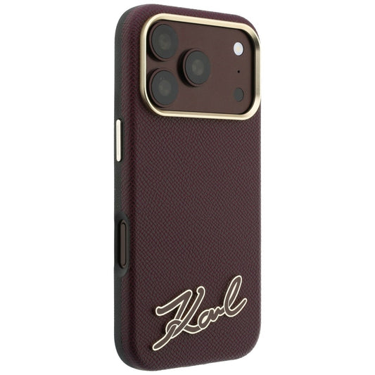 MagSafe-Hülle für Apple iPhone 18 Pro Max / 17 Pro Max, Karl Lagerfeld, geprägtes Harz-Signatur-Logo, Weinrot