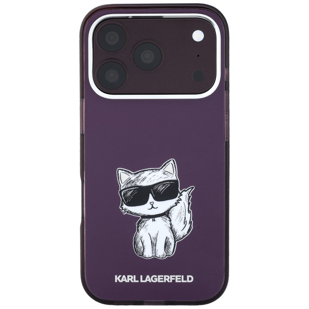 Coque MagSafe pour Apple iPhone 18 Pro Max / 17 Pro Max, Karl Lagerfeld, IML Choupette Body Sketch Print, Bordeaux