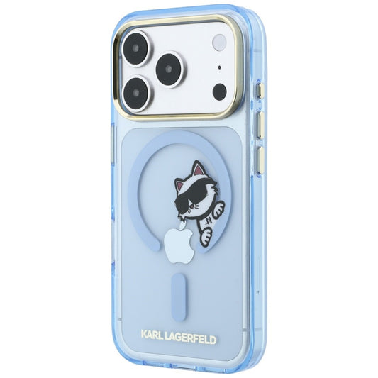 Coque MagSafe pour Apple iPhone 18 Pro Max / 17 Pro Max, Karl Lagerfeld, IML Peekaboo Print and Metal Frame, bleu
