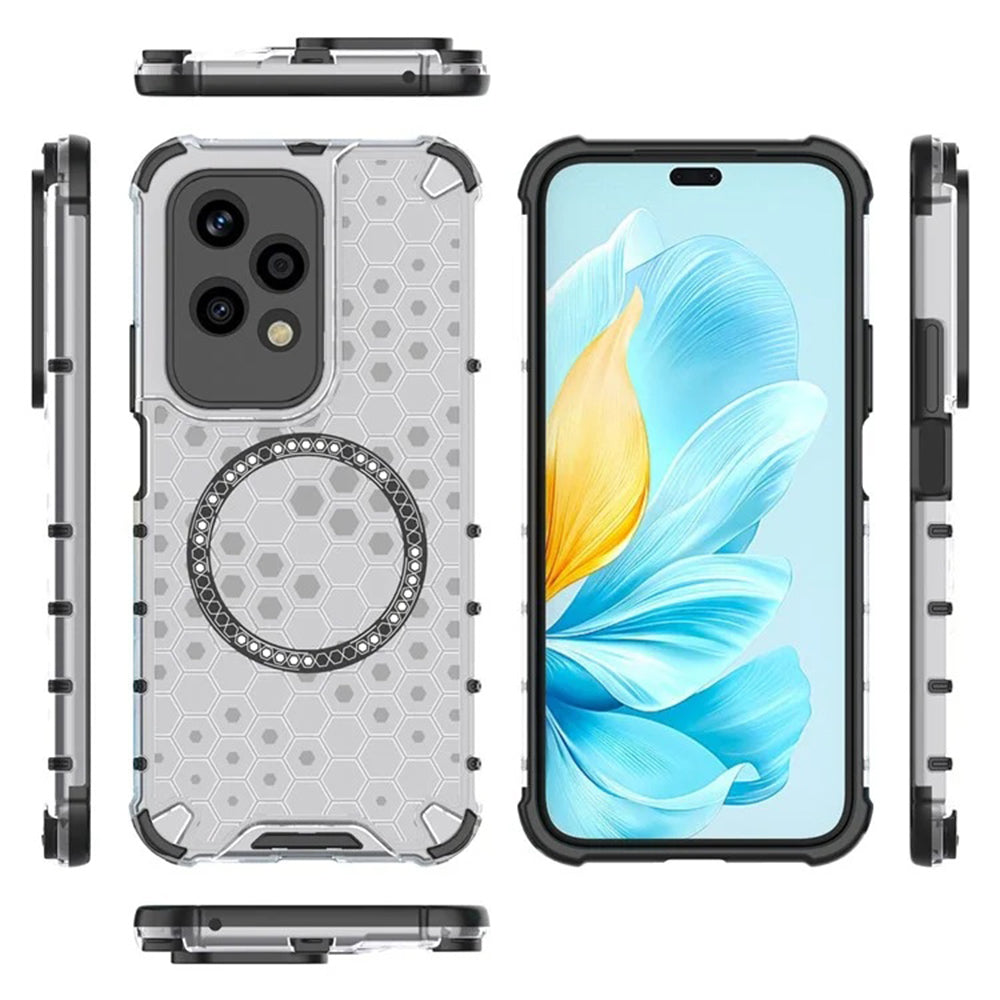 Coque MagSafe pour Honor 200 Lite, Techsuit, HoneyComb Shield, Blanche