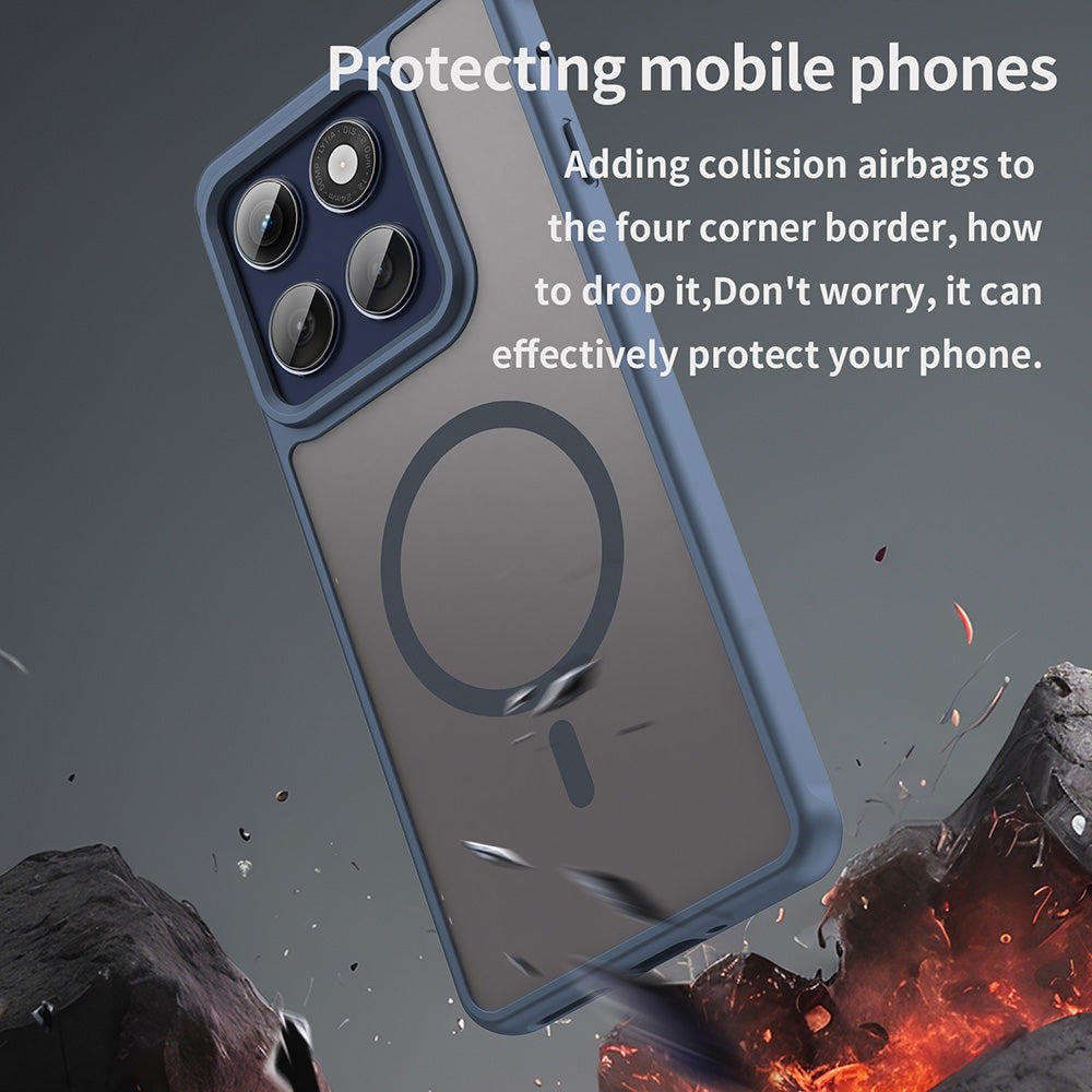 Coque MagSafe pour Motorola Edge 60 Pro, Techsuit, HaloFrost II (Grand Trou pour Objectif), Bleu marine