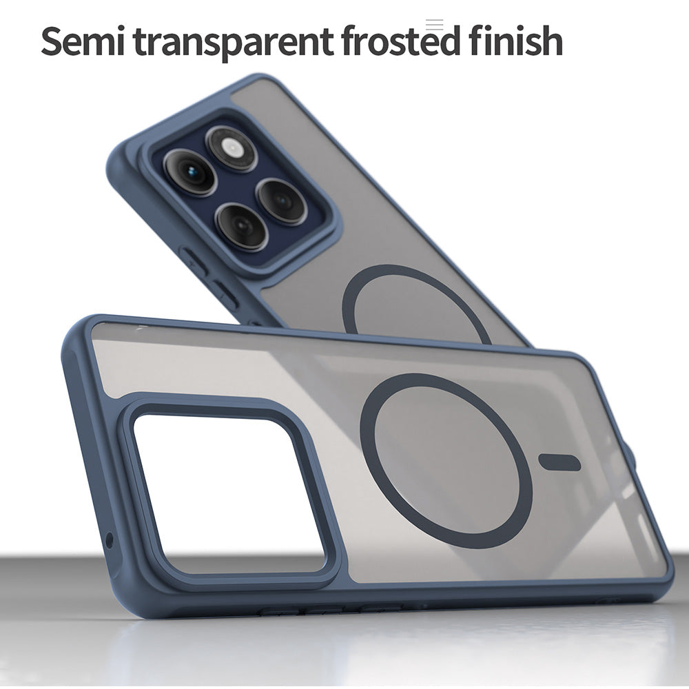 Coque MagSafe pour Motorola Edge 60 Pro, Techsuit, HaloFrost II (Grand Trou pour Objectif), Bleu marine