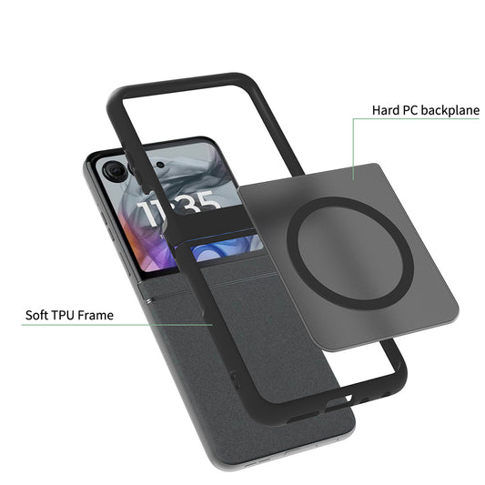 Coque MagSafe pour Motorola Razr 70 / Razr 60, Techsuit, PureFrost, Noir Satiné