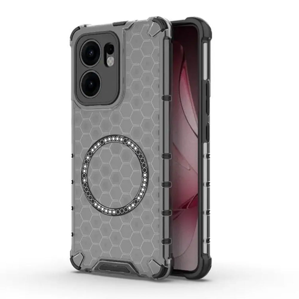Coque MagSafe pour Oppo Reno13 FS 5G / Reno13 F 4G / Reno13 F, Techsuit, HoneyComb Shield, Noire