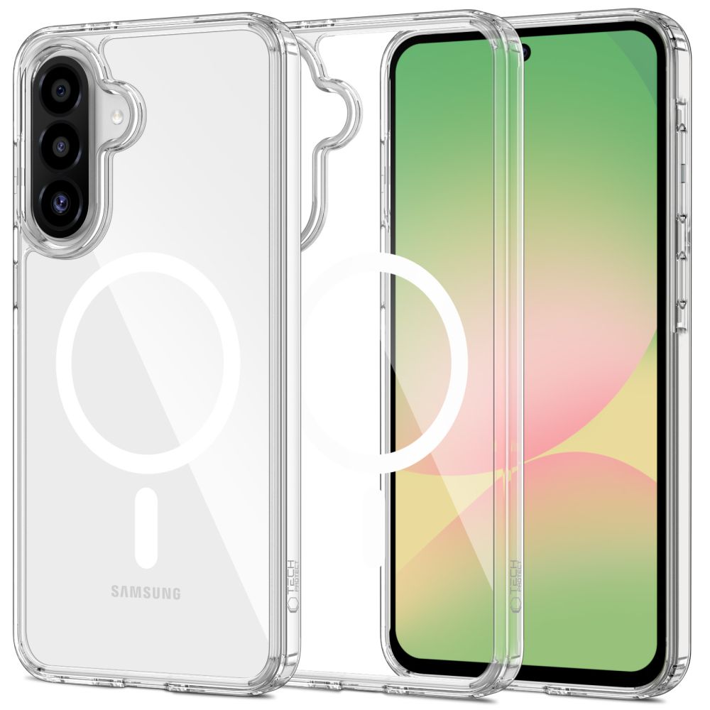 Étui MagSafe pour Samsung Galaxy A56 A566, Tech-Protect, Flexair Hybrid, Transparent