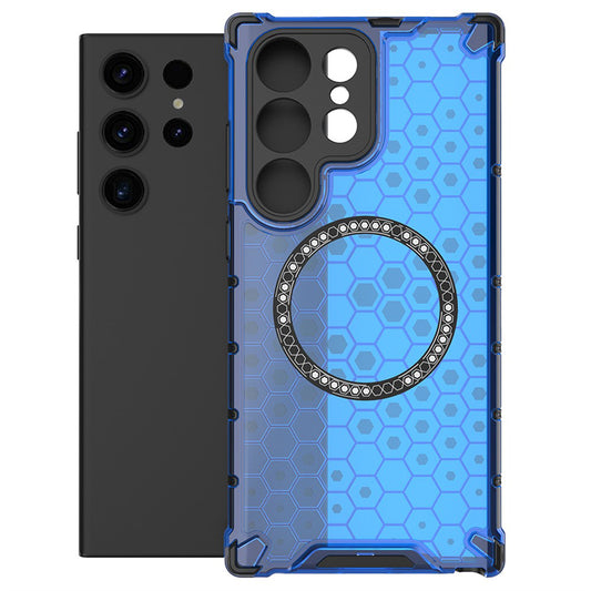 MagSafe-hoes voor Samsung Galaxy S24 Ultra S928, Techsuit, HoneyComb Shield, Blauw