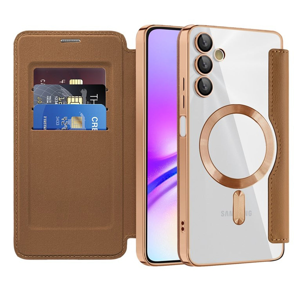 Coque MagSafe pour Samsung Galaxy A05s A057, Techsuit, SmartMag Book, Marron