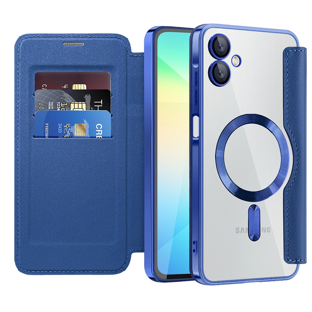 Coque MagSafe pour Samsung Galaxy A06 A065, Techsuit, SmartMag Book, Bleue