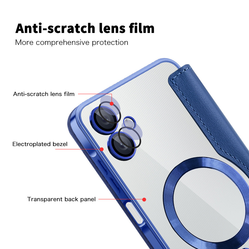 Coque MagSafe pour Samsung Galaxy A06 A065, Techsuit, SmartMag Book, Bleue