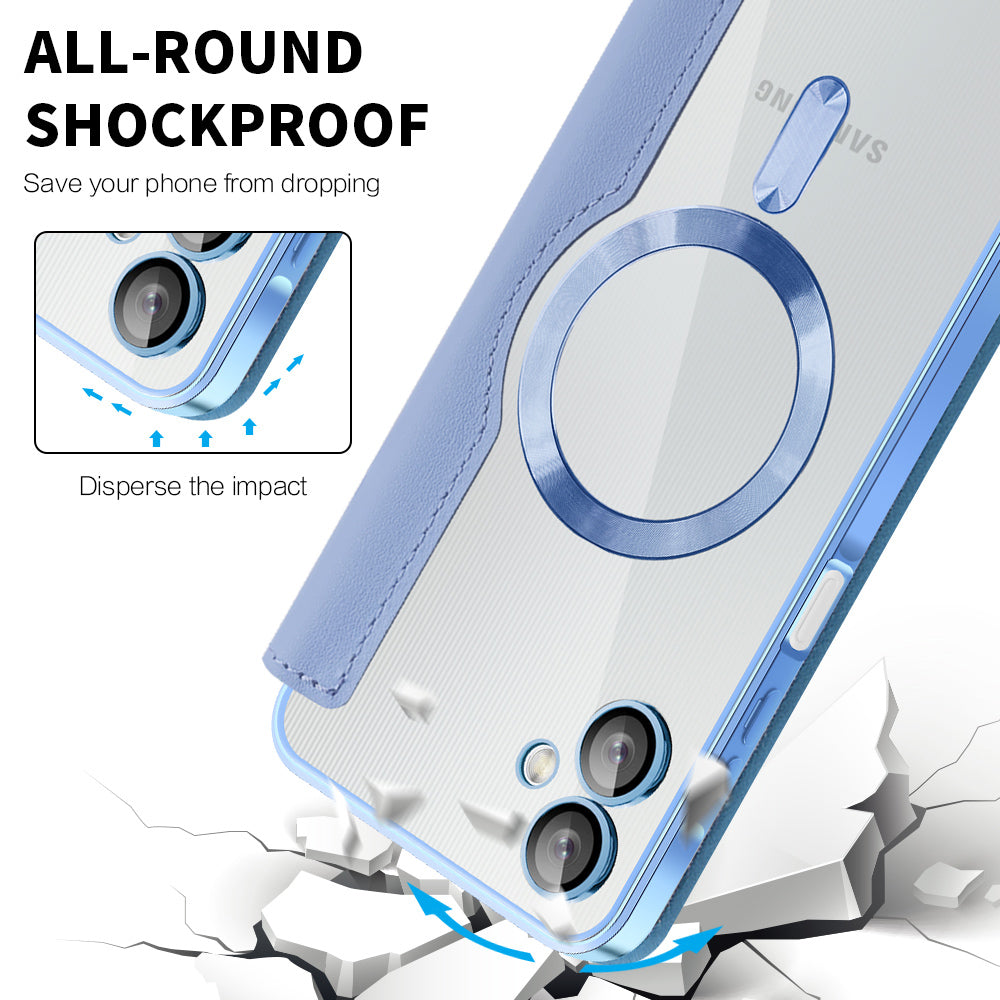 Coque MagSafe pour Samsung Galaxy A06 A065, Techsuit, SmartMag Book, Bleu