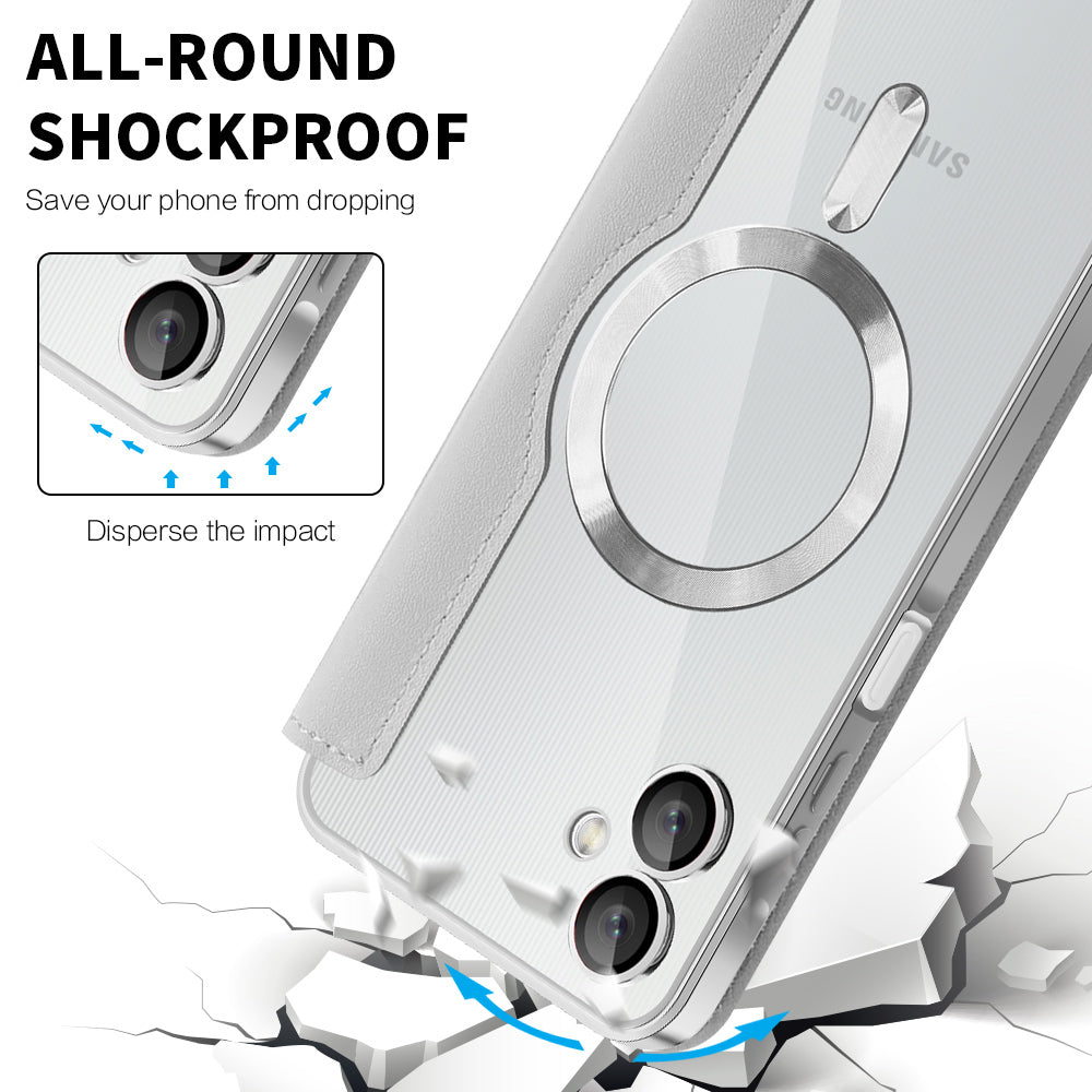 Coque MagSafe pour Samsung Galaxy A06 A065, Techsuit, SmartMag Book, Gris