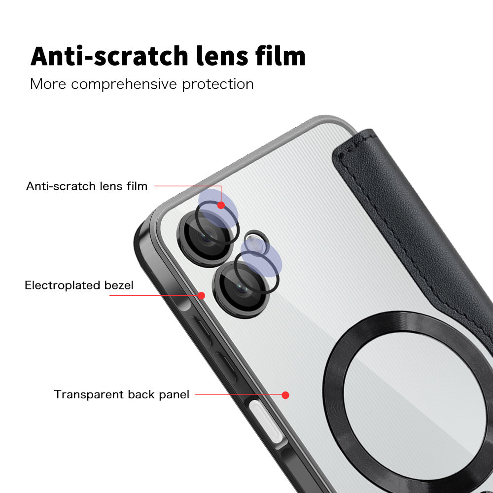 Coque MagSafe pour Samsung Galaxy A06 A065, Techsuit, SmartMag Book, Noire