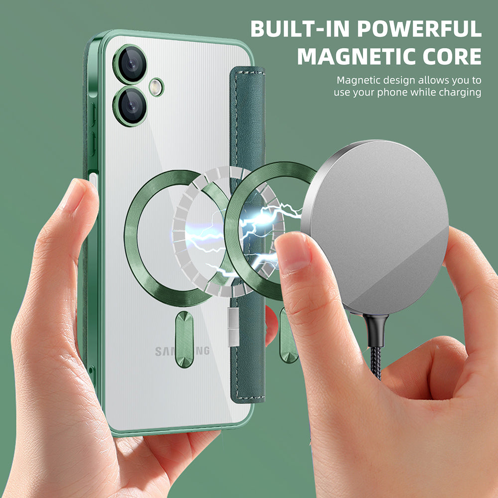 Coque MagSafe pour Samsung Galaxy A06 A065, Techsuit, SmartMag Book, Vert