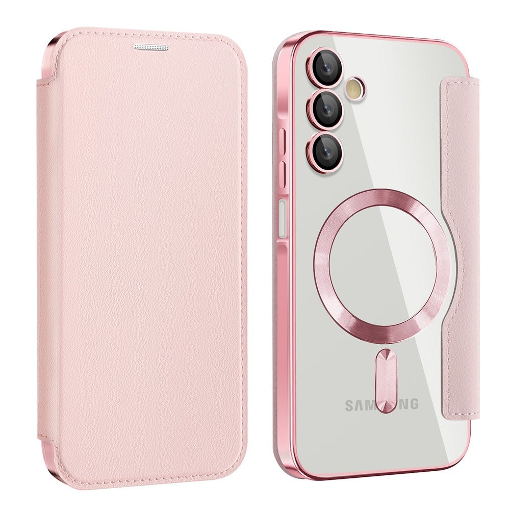 Coque MagSafe pour Samsung Galaxy A15 5G A156 / A15 A155, Techsuit, SmartMag Book, Rose