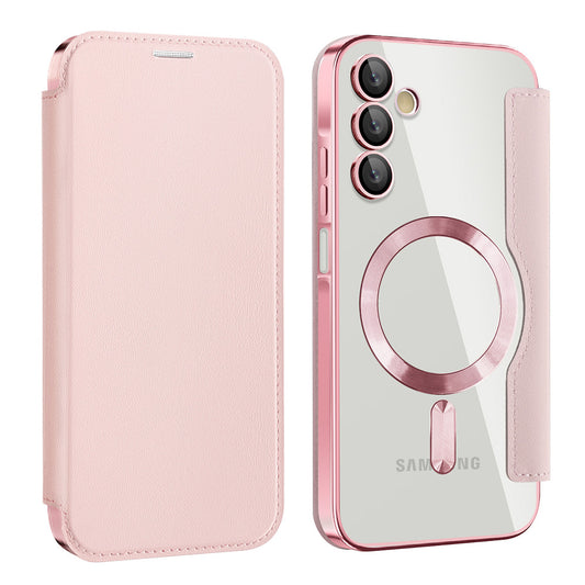 MagSafe-hoes voor Samsung Galaxy A15 5G A156 / A15 A155, Techsuit, SmartMag Book, Roze