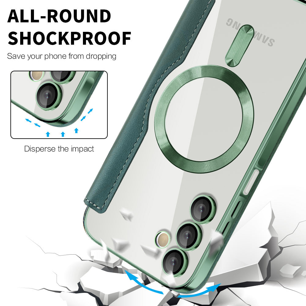 Coque MagSafe pour Samsung Galaxy A15 5G A156 / A15 A155, Techsuit, SmartMag Book, Vert