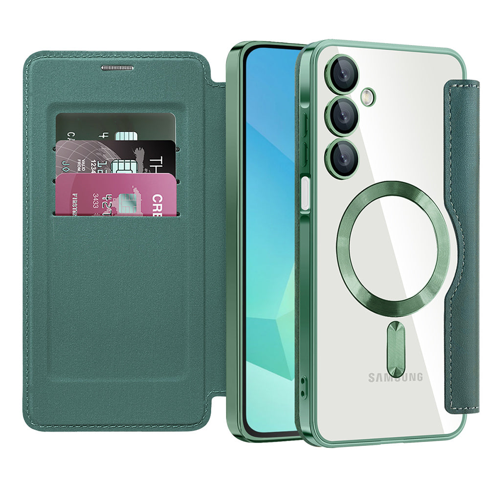 Coque MagSafe pour Samsung Galaxy A16 5G A166 / A16 4G A165, Techsuit, SmartMag Book, Vert