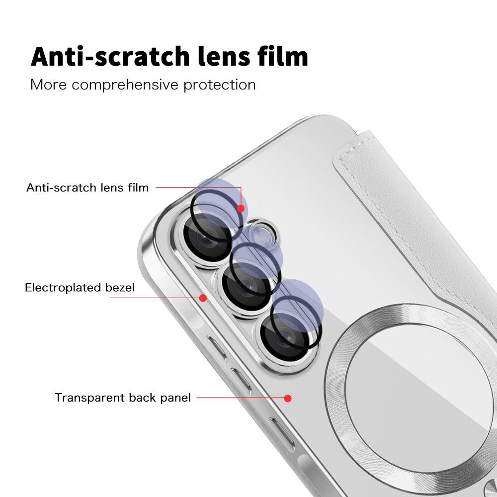 Coque MagSafe pour Samsung Galaxy A26 A266, Techsuit, SmartMag Book, Gris