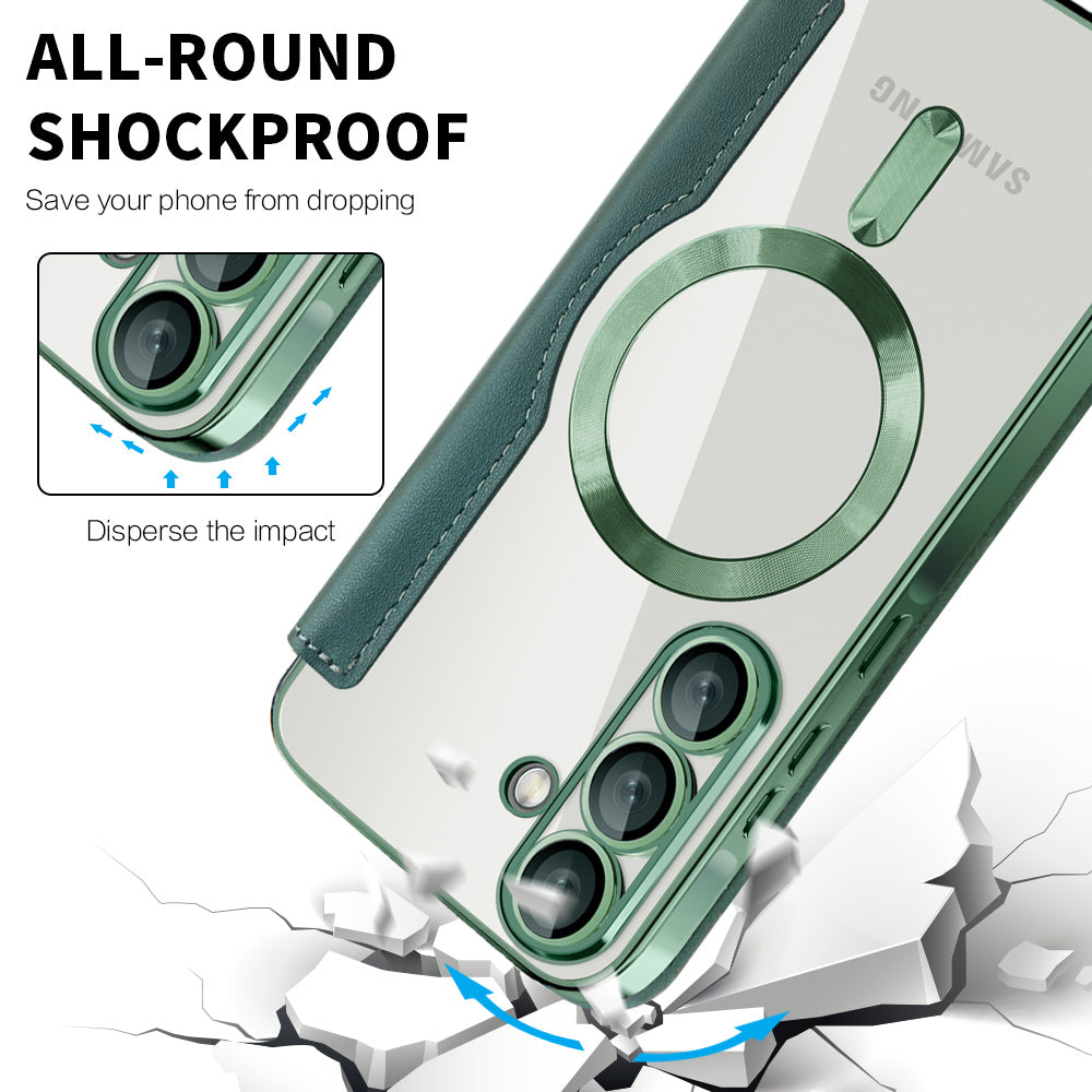 Coque MagSafe pour Samsung Galaxy A26 A266, Techsuit, SmartMag Book, Vert