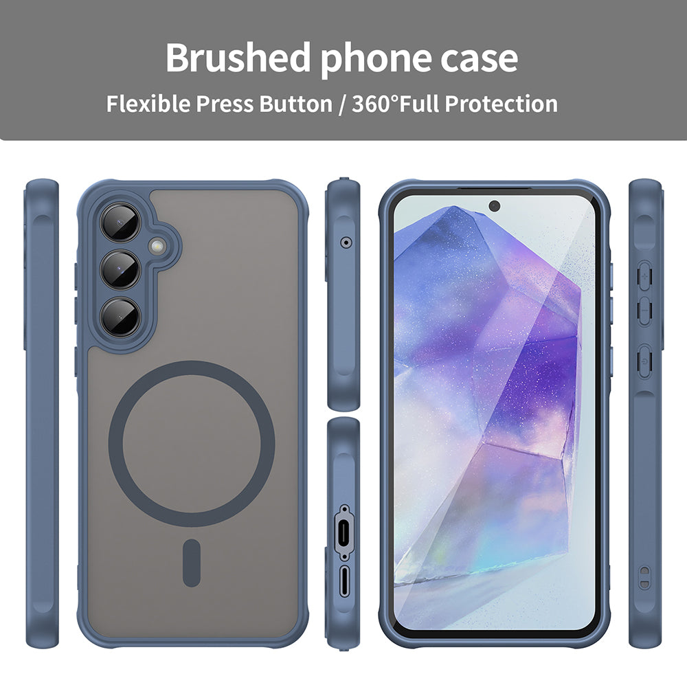 Coque MagSafe pour Samsung Galaxy A35 5G A356, Techsuit, HaloFrost II, Bleu marine