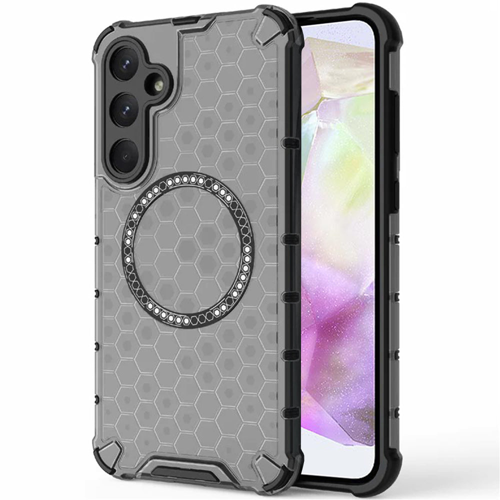 Coque MagSafe pour Samsung Galaxy A35 5G A356, Techsuit, HoneyComb Shield, Noire