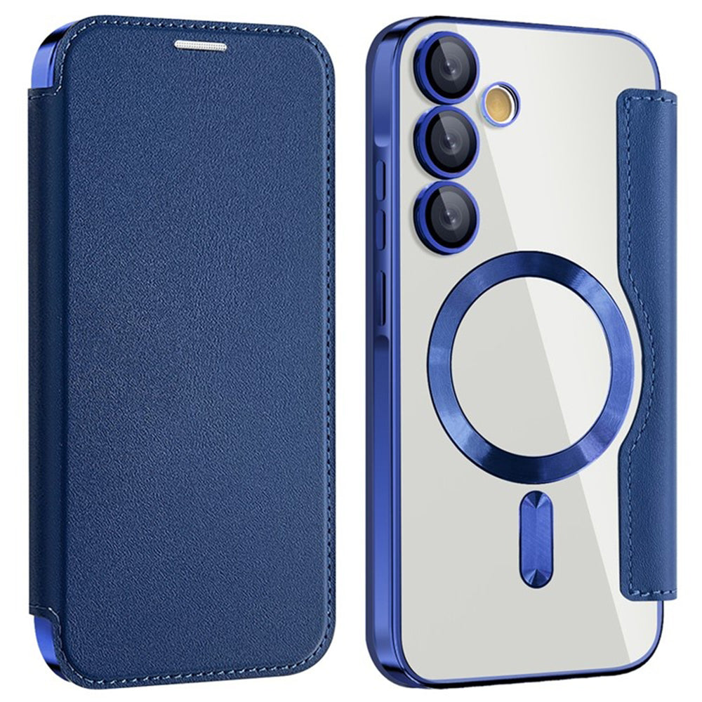 Coque MagSafe pour Samsung Galaxy A35 5G A356, Techsuit, SmartMag Book, Bleue
