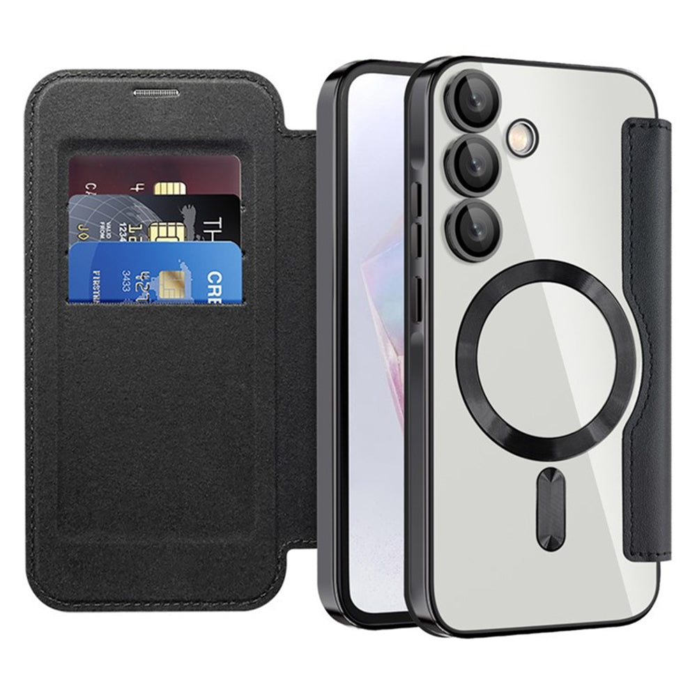 Coque MagSafe pour Samsung Galaxy A35 5G A356, Techsuit, SmartMag Book, Noire