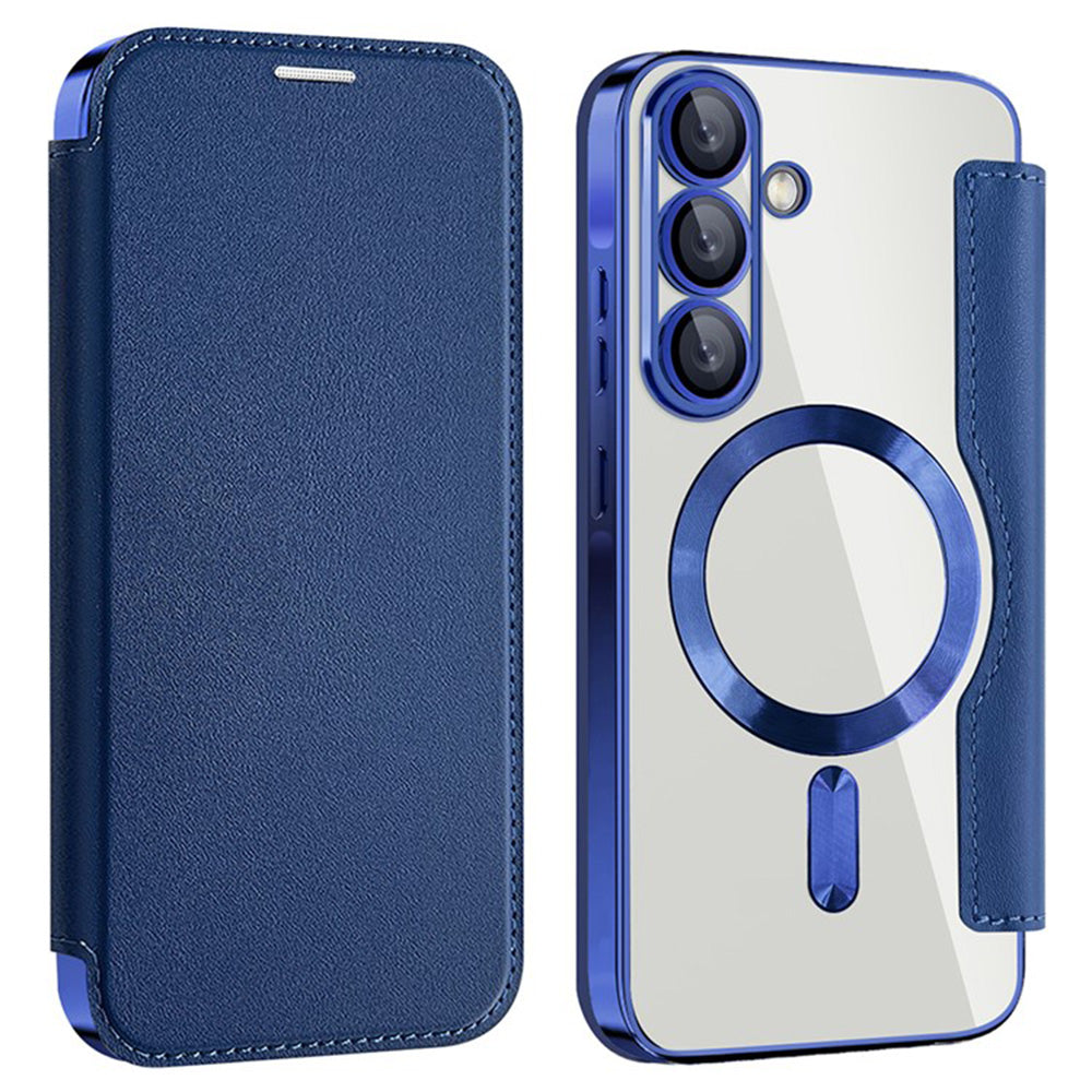 Coque MagSafe pour Samsung Galaxy A36 A366, Techsuit, SmartMag Book, Bleue