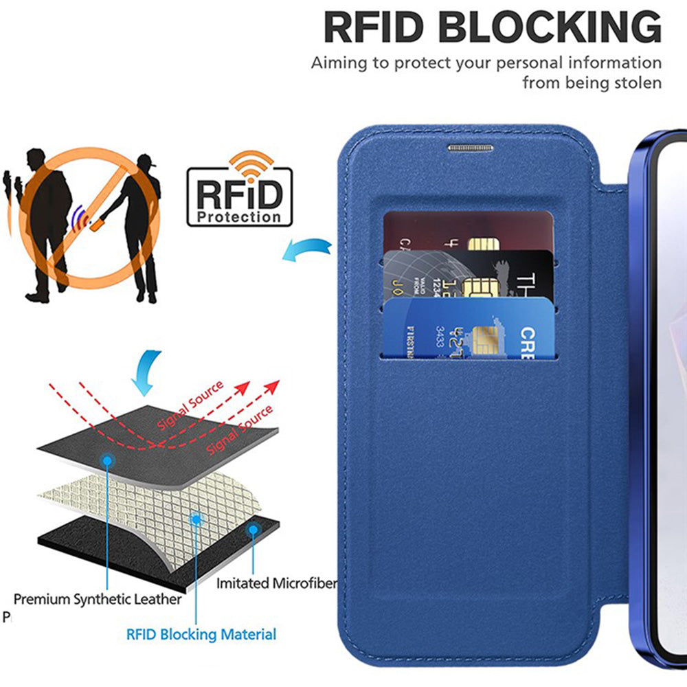 Coque MagSafe pour Samsung Galaxy A36 A366, Techsuit, SmartMag Book, Bleue