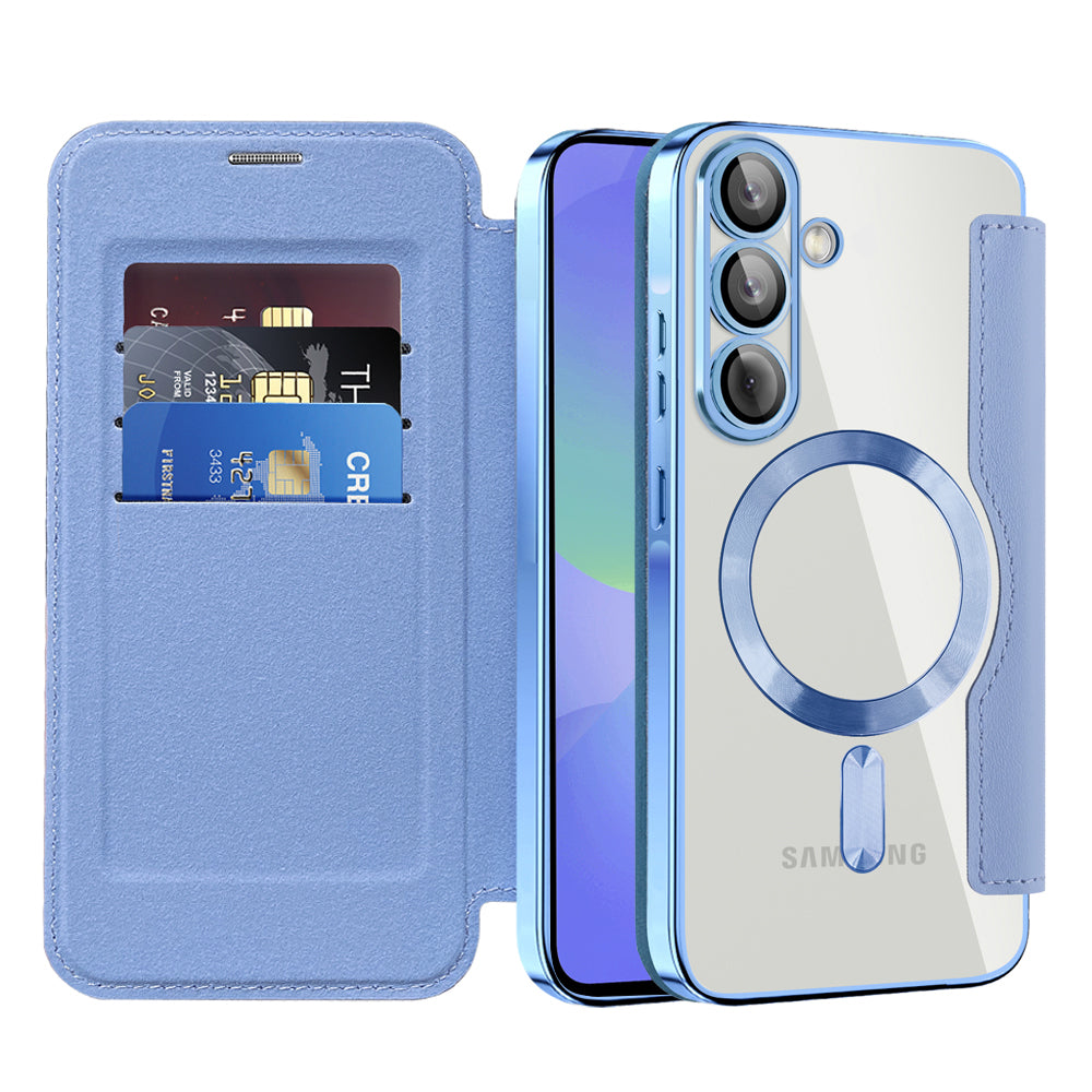 Coque MagSafe pour Samsung Galaxy A36 A366, Techsuit, SmartMag Book, Bleu