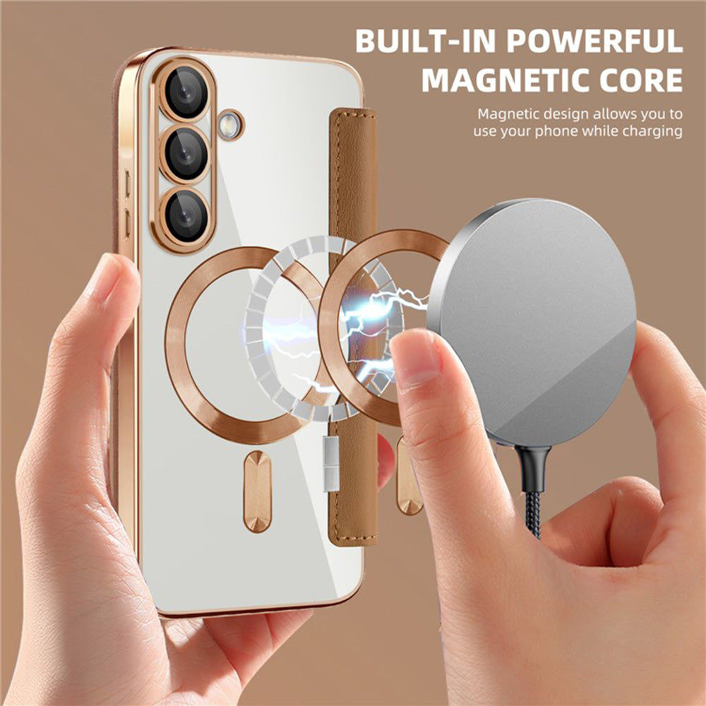 Coque MagSafe pour Samsung Galaxy A36 A366, Techsuit, SmartMag Book, Marron