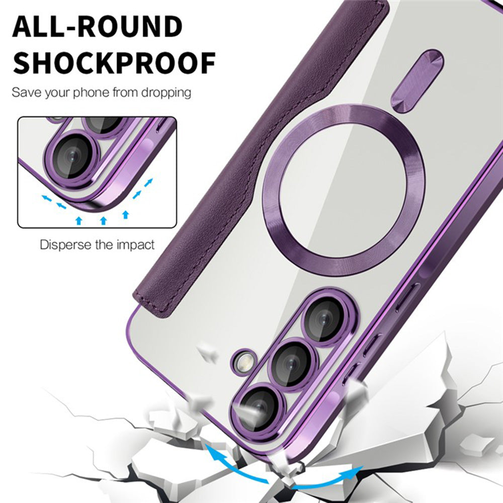 Coque MagSafe pour Samsung Galaxy A36 A366, Techsuit, SmartMag Book, Violet