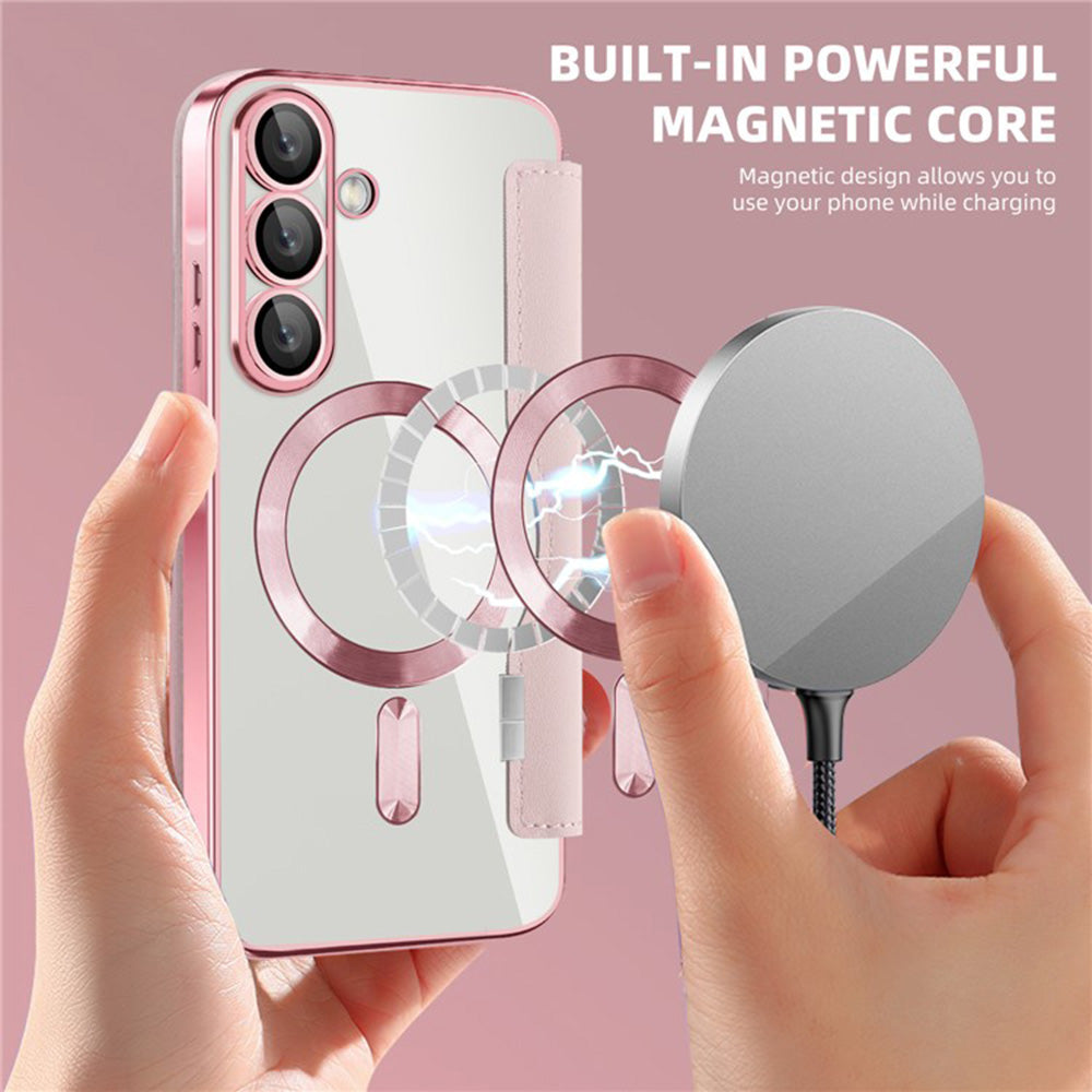 Coque MagSafe pour Samsung Galaxy A36 A366, Techsuit, SmartMag Book, Rose